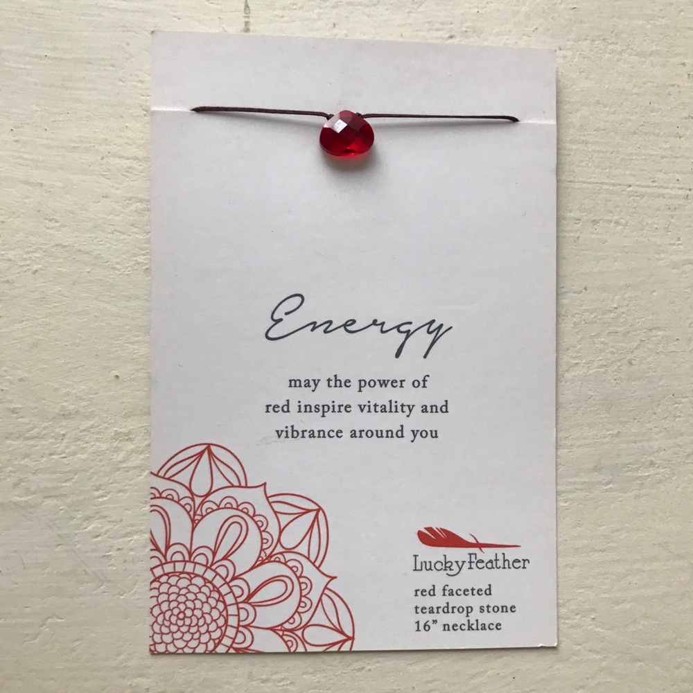 ♥️ Red Energy Teardrop Stone Necklace